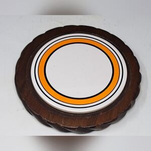 Vintage Ceramic Tile And Wood Cheese Board Or Trivette